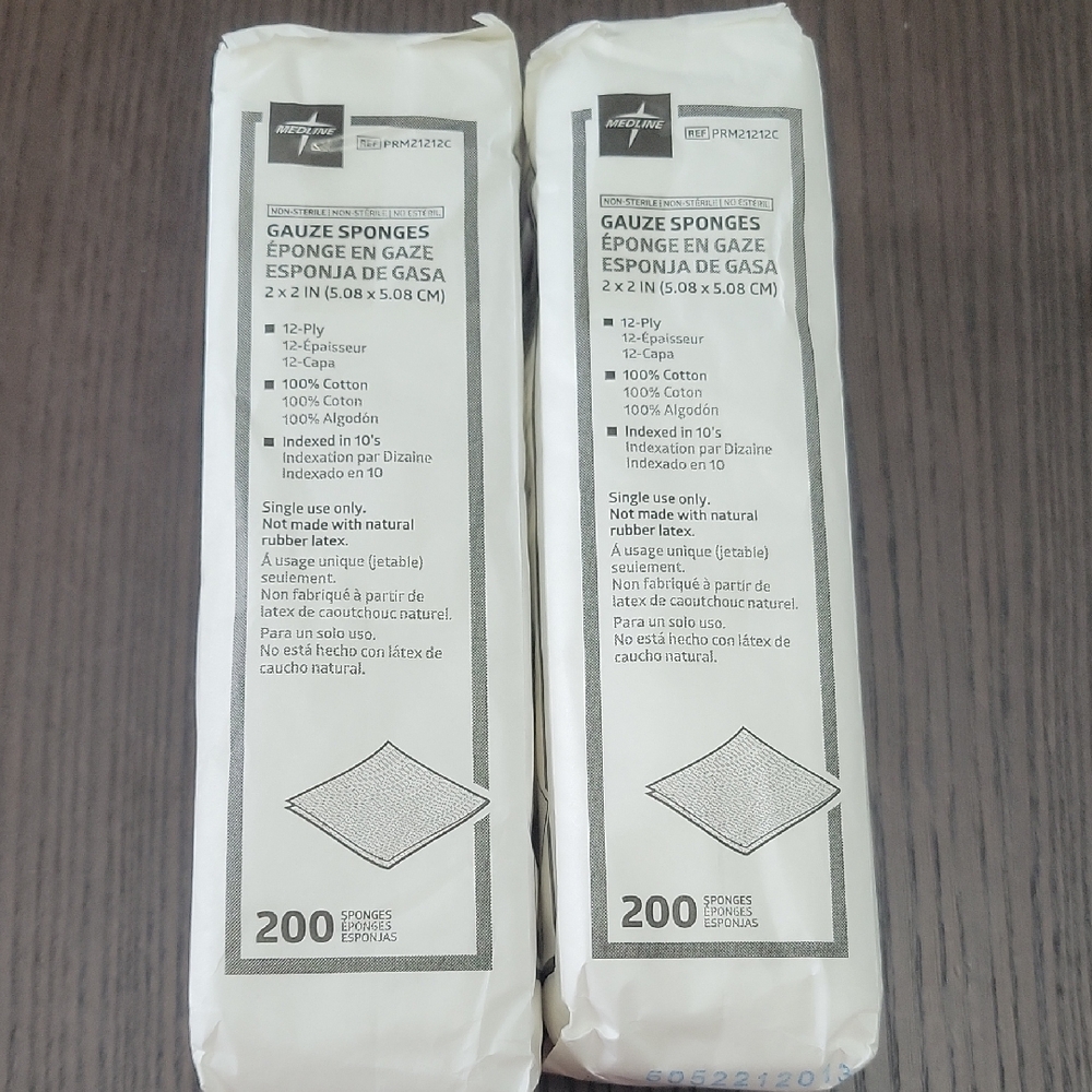 Medline Gauze Sponges 2 PACK 100% Cotton